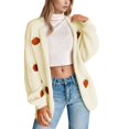thumbnail image 4 of JTieacloth Womens Pumpkin Embroidery 3D Knit Cardigan Long Sleeve Open Front Sweater Outwear Cozy Fall Fashion Top, 4 of 6
