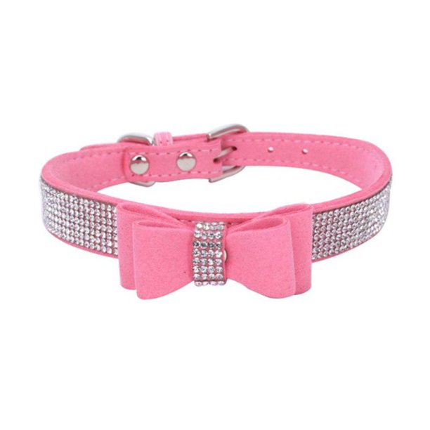 Rhinestone Leather Dog & Cat Collar Sparkly Crystal Diamonds Studded for Small Medium Large