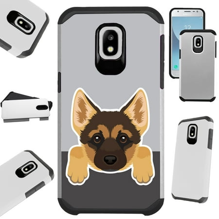 Silver Guard Phone Case Cover For Samsung Galaxy J7V (2018) | J7 Aero | J7 Top | J7 Star (Cute Dog German