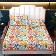 thumbnail image 6 of ZIATUBLES 3 Pcs Queen Size Cooling Polyester Sheet Set, Soft Cozy All-Season Bedding Set with 1 Fitted Sheet and 2 Pillowcases, Breathable Comfortable Sheets for Bedroom, Multi-Color Floral Print, 6 of 9