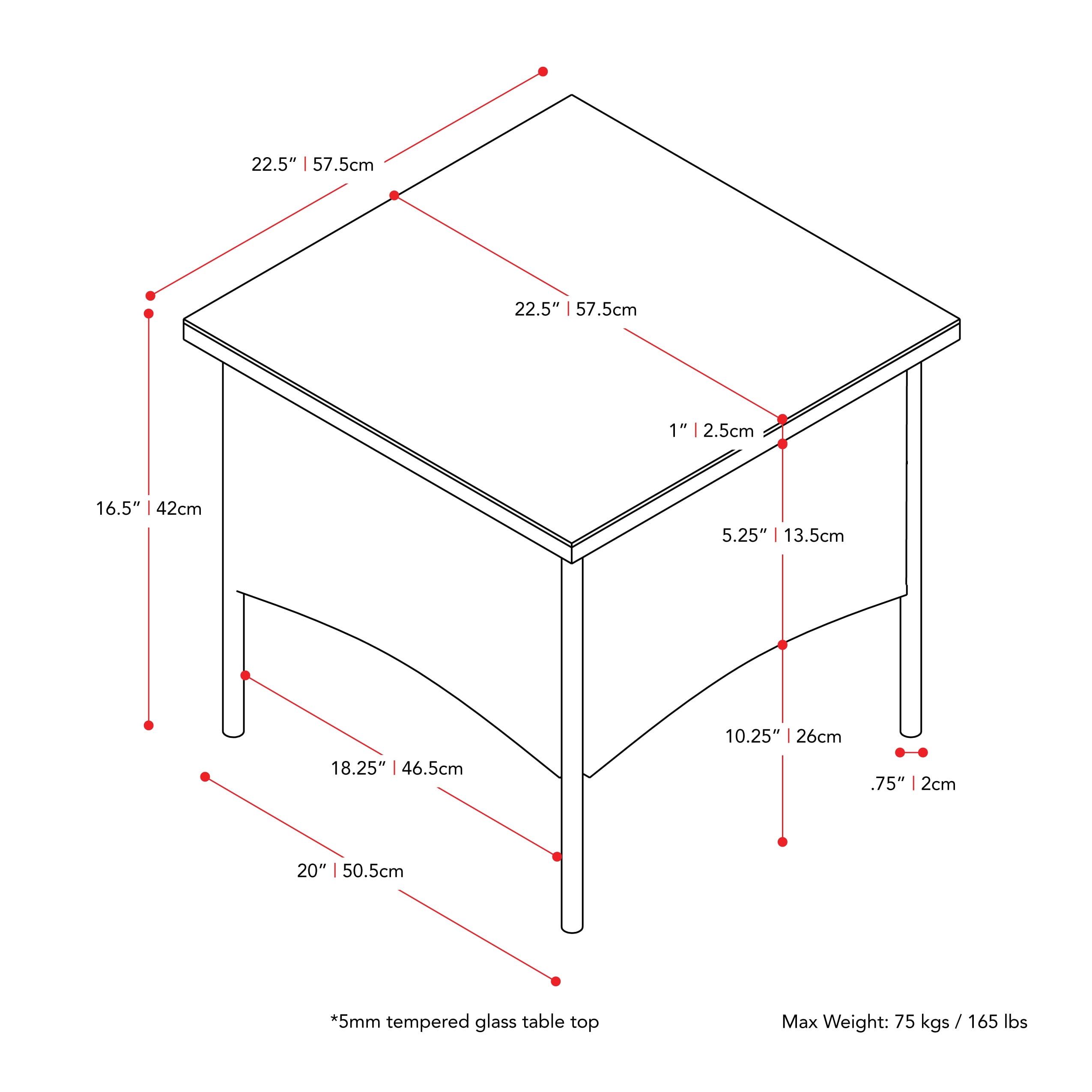 CorLiving Parksville Resin Wicker and Steel Square Outdoor End Table with Glass Top, Black