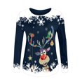 thumbnail image 4 of T-shirts pour Femmes Imprimé Décontracté Noël Manches Trois-Quarts Col Rond Hauts Femmes en Solde, 4 of 4