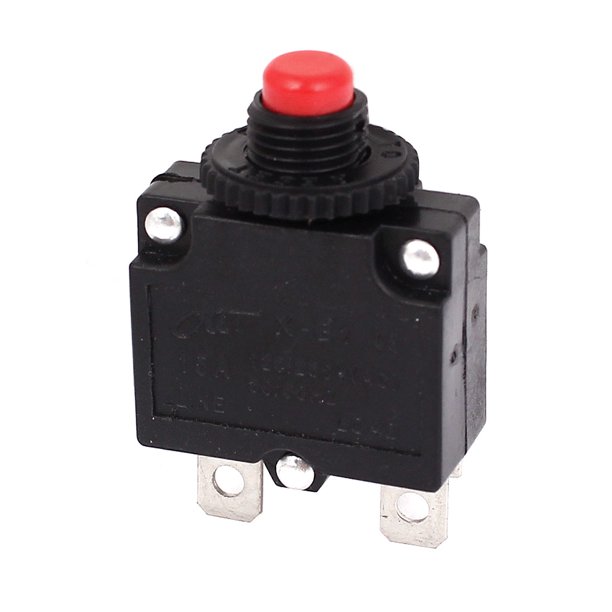 Compresor de aire Interruptor de circuito de botón rojo Protector de sobrecarga AC 125V/250V 15A 45x28x18mm