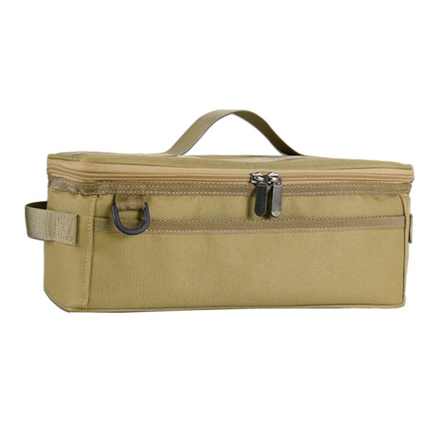 Juego de utensilios de cocina para acampar, bolsa de almacenamiento, estuche de almacenamiento, tanque de Gas, resistente al desgaste Caqui kusrkot bolso de utensilios de cocina