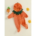 thumbnail image 6 of Newborn Baby Boy Girl Halloween Pumpkin Jumpsuit Cute Zip Up Long Sleeve Footie Hooded Jumpsuit Romper Halloween Outfits, 6 of 10
