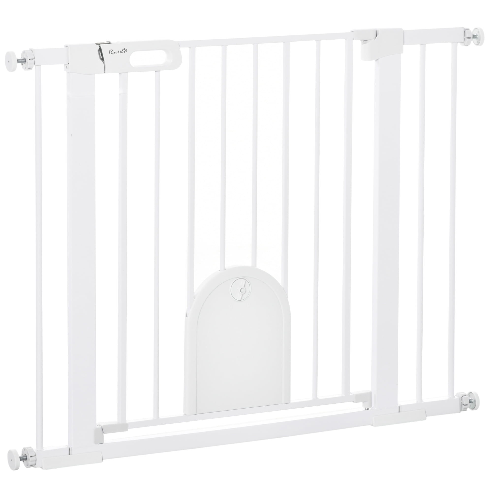 PawHut 29.5 40.5 Extra Wide Pet Safety Gate Barrier White