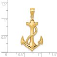 thumbnail image 2 of 14k Yellow Gold Solid Polished Anchor with Rope Charm Pendant, 2 of 2