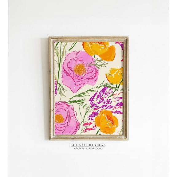 Peony Wall Art Pink Peonies Floral Wall Decor Peonies Painting Floral Painting Peony Artwork Peony Illustration Wall Art, Modern Wall Decor, 8x12 UNFRAMED