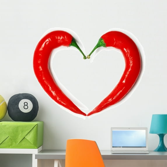 Two Chili Peppers Forming Wall Decal by Wallmonkeys Peel and Stick Graphic (36 in W x 28 in H) WM142376