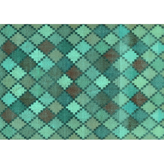 Ahgly Company Indoor Rectangle Abstract Turquoise Blue Contemporary Area Rugs, 7' x 9'