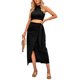 thumbnail image 1 of Crop Top vestido sin mangas elegante asimétrico casual slit Halter Masajeadores de cuello mujeres dos piezas trajes para viajes calle negro S, 1 of 6