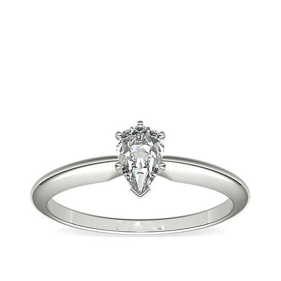 1.00 Carat Beautiful Pear Cut Natural Diamond Solitaire Engagement Ring for Ladies Solid 14K White Gold Size 7