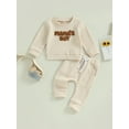 thumbnail image 2 of Bagilaanoe 2PCS Toddler Baby Boy Long Pants Set Letter Embroidery Long Sleeve Sweatshirt Tops + Drawstring Sweatpants 6M 12M 18M 24M 3T Kids Casual Sweatsuits, 2 of 9