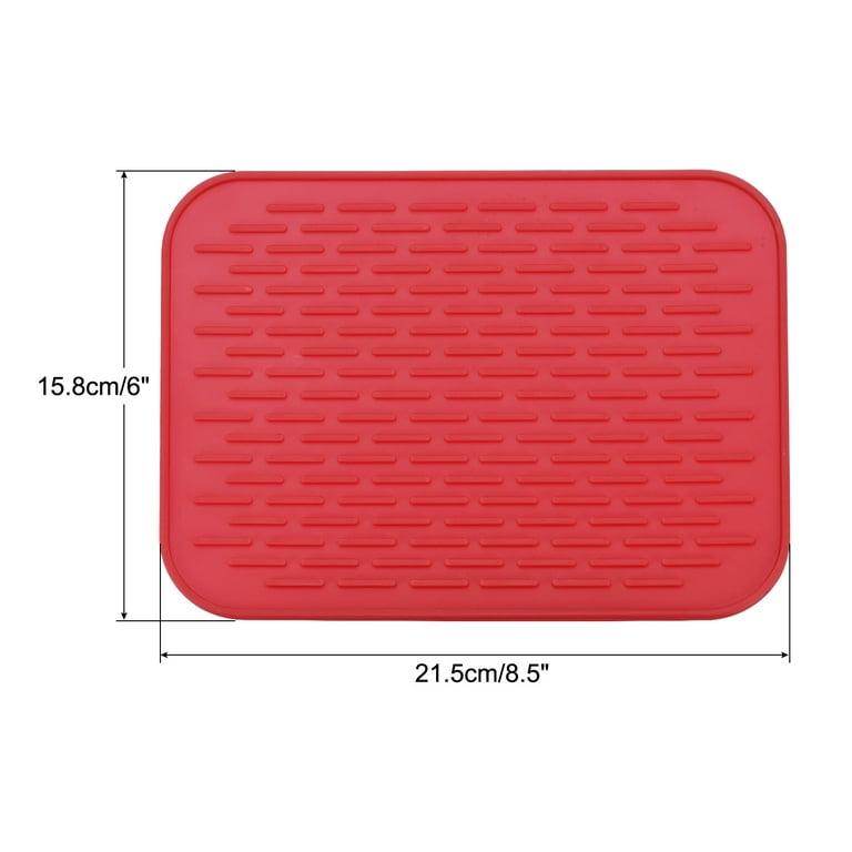 Uxcell Silicone Dish Drying Mat Set, 2 Pcs 8.5 x 6 Under Sink Drain Pad  Heat Resistant Suitable for Kitchen - Red 