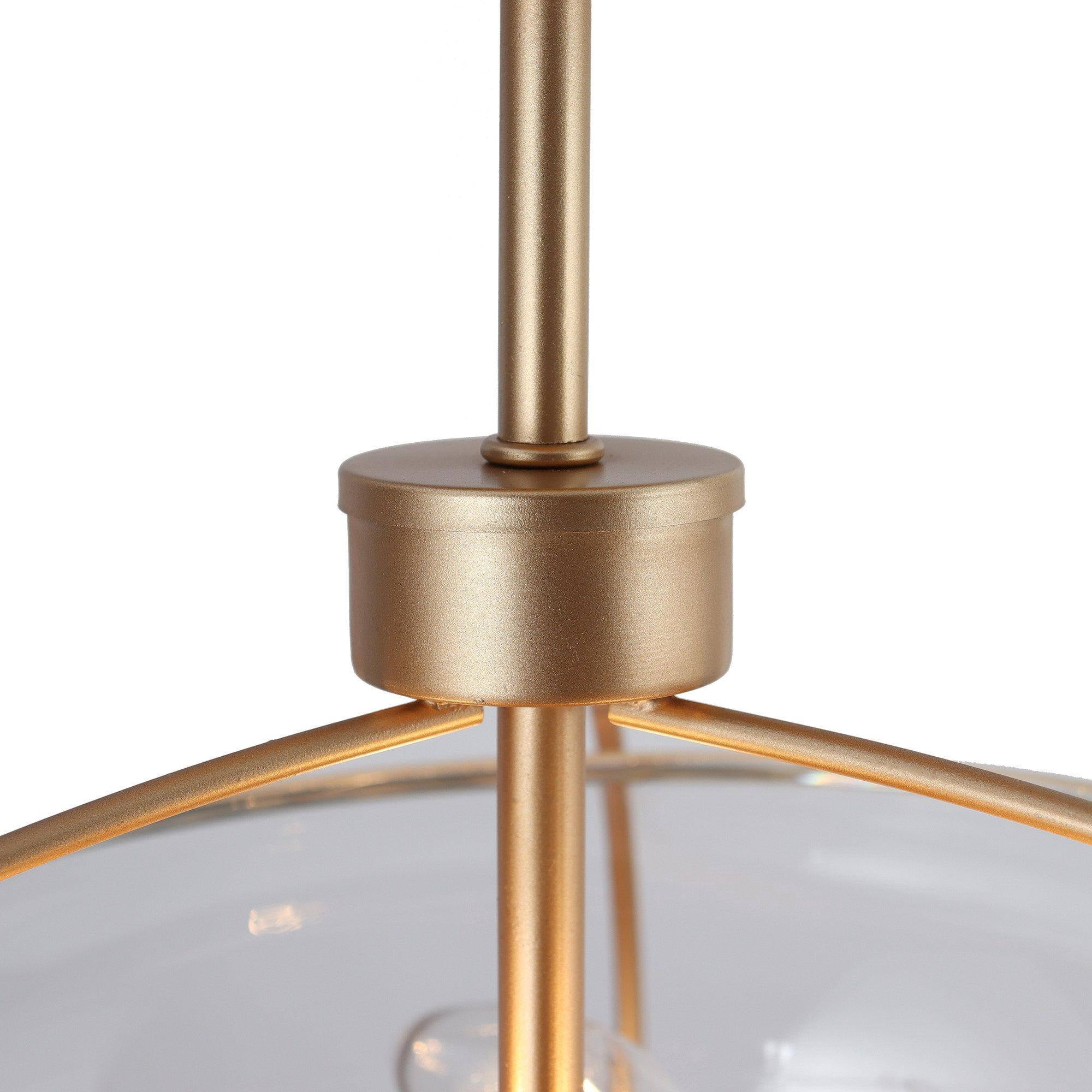 Riccandim 12-in Matte Gold Indoor 3 -Light Semi-flush Mount Light with Clear Glass