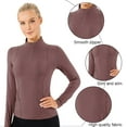 thumbnail image 4 of Women's Winter Plush Fitness Running Yoga Long Sleeve Elastic Tight Sweatshirt Wear - Reddish-brown, 4 of 6