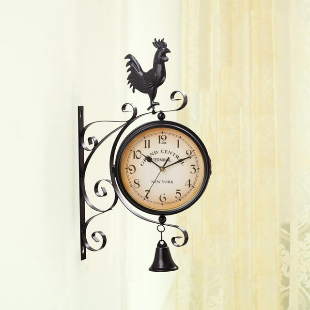 Horloge Murale Double Face pour Porche, Décoration Intérieure Extérieure, Deux Visages, Chiffres Arabes Ronds