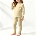 thumbnail image 5 of QSXADF Kid's Fall/Winter Fuzzy Casual Fleece Set Graphic Long Sleeve Tight Letter Thermal Top Pant 2 Piece Set For Home Wear Children Clothing Set, 5 of 8
