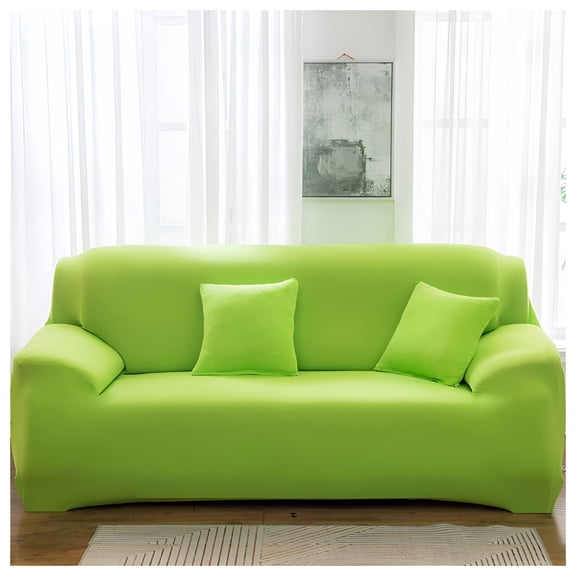 LAMIRO Couch Cover for Living Room,1 Seater Stretch Furniture Protector,Dust-Proof Loveseat Cover - Elastic Fit,Machine Washable,Pet Friendly Home Decor (Light Green)