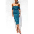 thumbnail image 2 of Vestido PRETTYGARDEN 2025 Ajustado con Hombros Descubiertos Ruched Talla L, 2 of 7