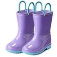 thumbnail image 6 of Puddle Play Toddler and Kids Boys and Girls Waterproof Rain Boots with Easy-On Handles - Purple with Blue Trimming - Size 12 Little Kid, 6 of 7