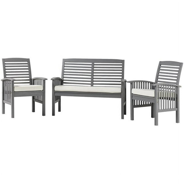Ensemble de Conversation Extérieur en Bois d'Acacia Massif 3 Pcs Gris Lavé