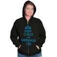 thumbnail image 4 of Keep Calm Mermaid On Beach Day Cute Womens Plus Size Graphic Zipper Hoodie Brisco Brands 2X, 4 of 5