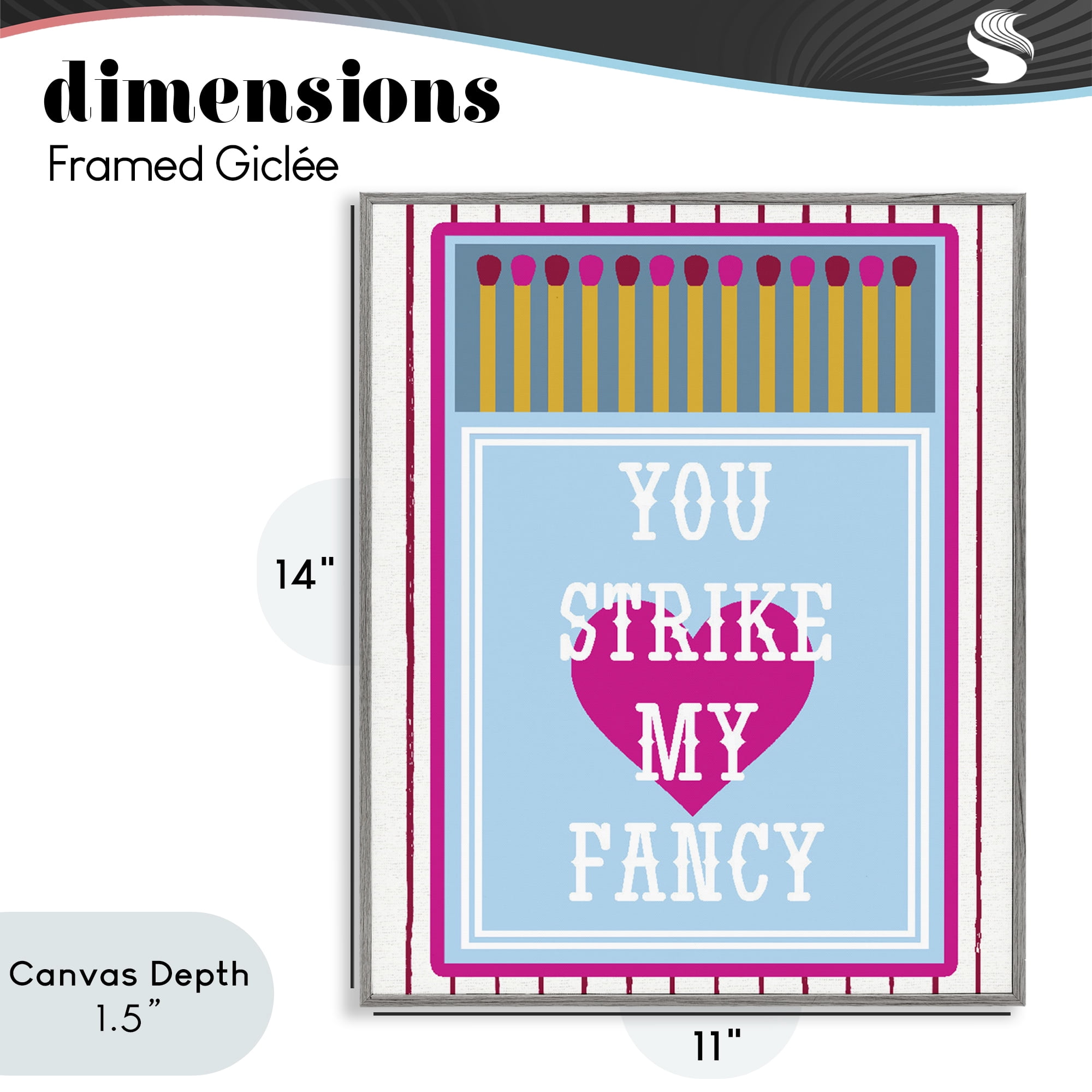 Stupell Industries You Strike My Fancy Gray Framed Giclee Art, design by Lil' Rue