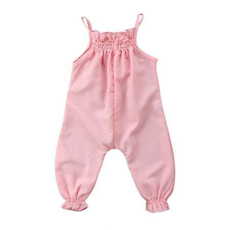 

Douhoow Baby Girl Strap Sleeveless Romper Casual Solid Sleeveless Strap Jumpsuit Playsuit 0-24M