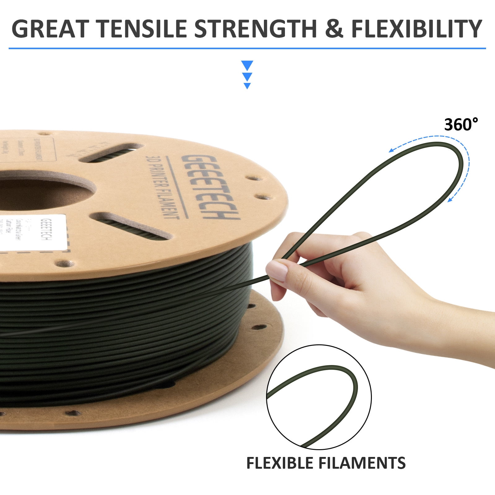 Geeetech 5pcs 3D Printing PLA Carbon Fiber Filament 1.75mm Dimensional Accuracy +/- 0.03mm 5kg(11 ib) Matcha Green