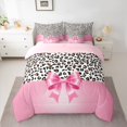 thumbnail image 2 of Homewish Leopard Print 7-Piece Twin Bedding Sets For Teens Boys Girls,Kawaii Bow Bedding Comforter Set,Black Pink Breathable Sheet Sets,Super Cozy Room Decor,Reversible, 2 of 8