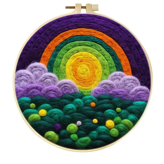 Rainbow Needle Felting Set, Beginner Felt Painting Set, With Wool Felt Painting Set, Decorative Frame, Suitable for Home Decoration