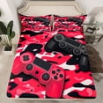 thumbnail image 2 of Feelyou Cartoon Red Gamepad Bed Sheets, Chic Camouflage Camo King Sheets, Teens Kids Boys Girls Sheet Set, Lightweight Room Decor, 4pcs, 2 of 7
