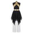 thumbnail image 2 of YiZYiF Kids Girls Sleeveless Liturgical Praise Dance Dress Asymmetrical Worship Tunic with Pants Set Black White 10, 2 of 7