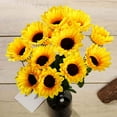 thumbnail image 2 of Efavormart 5 Bushes | 70 Yellow Artificial Silk Blossomed Sunflowers | Vase Decor, 2 of 11