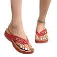 thumbnail image 6 of AXXD Red Athletic Sandals for Women Summer Flip Flop Wedge Orthopedic Walking Mothers Day, 6 of 9