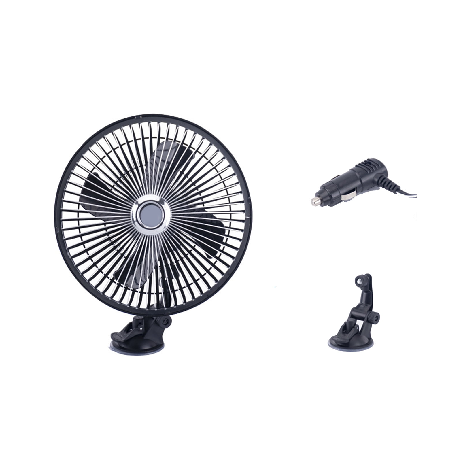 Kadlawus 12V Car Fan with Adjustable Speed for Vehicle, Strong Wind Oscillating Interior Fan with Clip Mount, Portable Small Fan for Driver Passenger Cooling