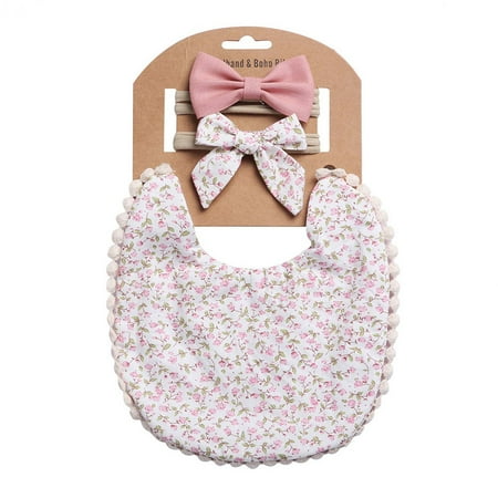 

QIIBURR Toddler Baby Plaid Print Linen Cotton Double Sided Saliva Headband Set