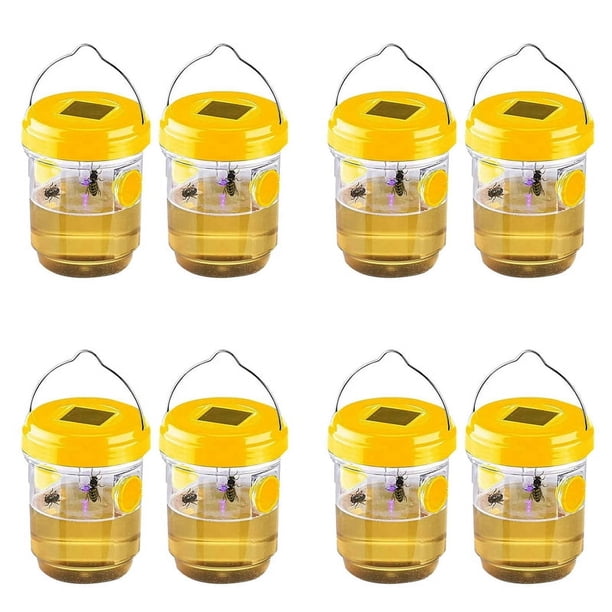 Paquete de 8 Trampas Solares de Avispas Colgantes al Aire Libre, Avispas Colgantes con Luz para Chaquetas Amarillas, Avispones, Abejas, Trampas para Avispas