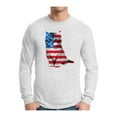 thumbnail image 1 of Awkward Styles Men's USA Flag Cat Graphic Long Sleeve T-shirt Tops Cute 4th of July Gift American Flag, 1 of 4