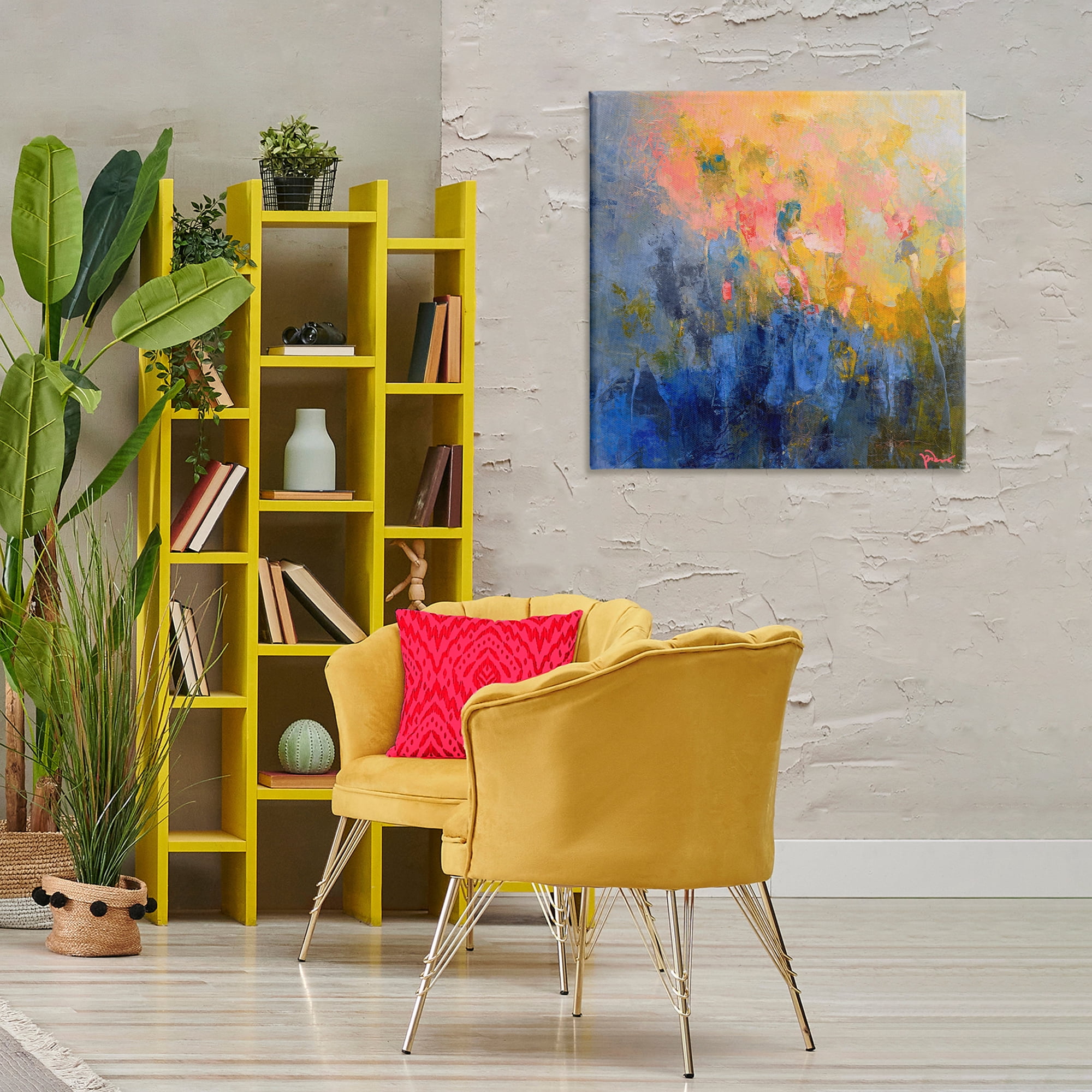 Stupell Industries Radiant Abstract Impression Abstract Painting Wrapped Canvas Art Print Wall Art, 30 x 30