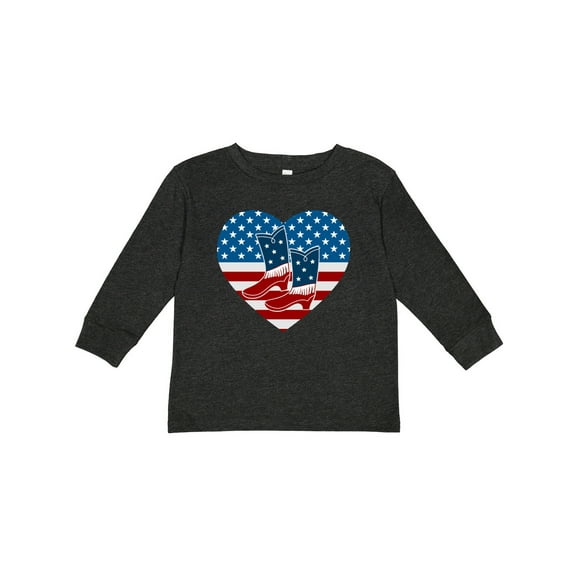 Inktastic USA Cowboy Boots Patriotic Boys or Girls Long Sleeve Toddler T-Shirt