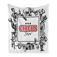 thumbnail image 1 of Vintage Soft Flannel Fleece Throw Blanket, Circus Show Logo with Magician Creepy Tricks Performance Sketchy Artwork, Cozy Plush for Indoor and Outdoor Use, 60" x 80", Orange Black, by Ambesonne, 1 of 6