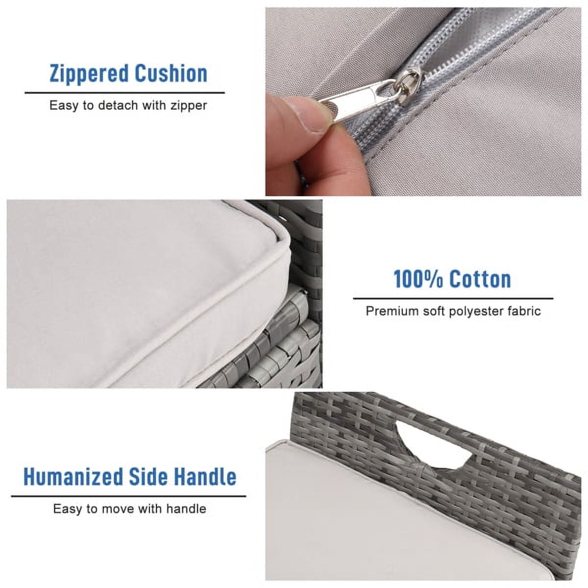 106*52*46cm Iron Frame Can Accommodate Gray Gradient Footstool Locker Rattan Locker