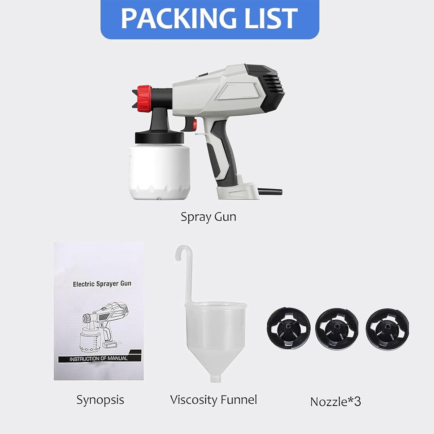 500W Electric Spray Gun for Desserts, Cake Decorating Airbrush Kit with 800ml Large Capacity Container & 3 Nozzle Sizes for  Pastry, Frosting, Chocolate, Buttercream Coating