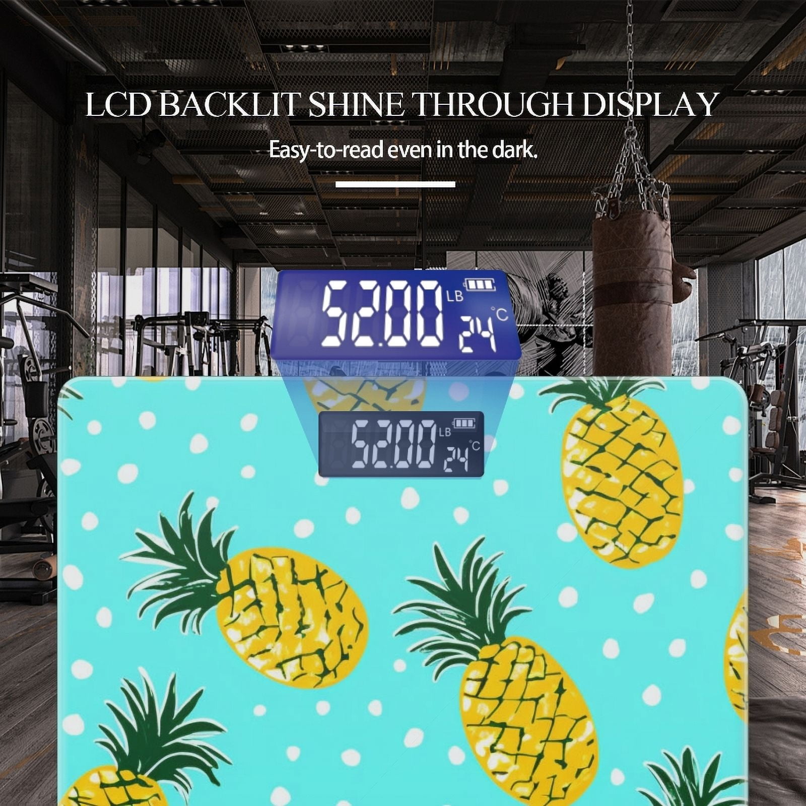 High Precision Body Weight Scale Smart Bathroom Scales with Large LCD Display(400lbs),Decorative for Bedroom-Pineapple Pattern With Cute Cartoon Style (1)