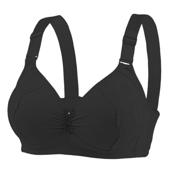 UoCefik Bras for Women No Underwire Push Up Wireless Comfortable Seamless Full Coverage Bra V Neck Support Bralette Breathable Everyday Tshirt Bras(Black,42)