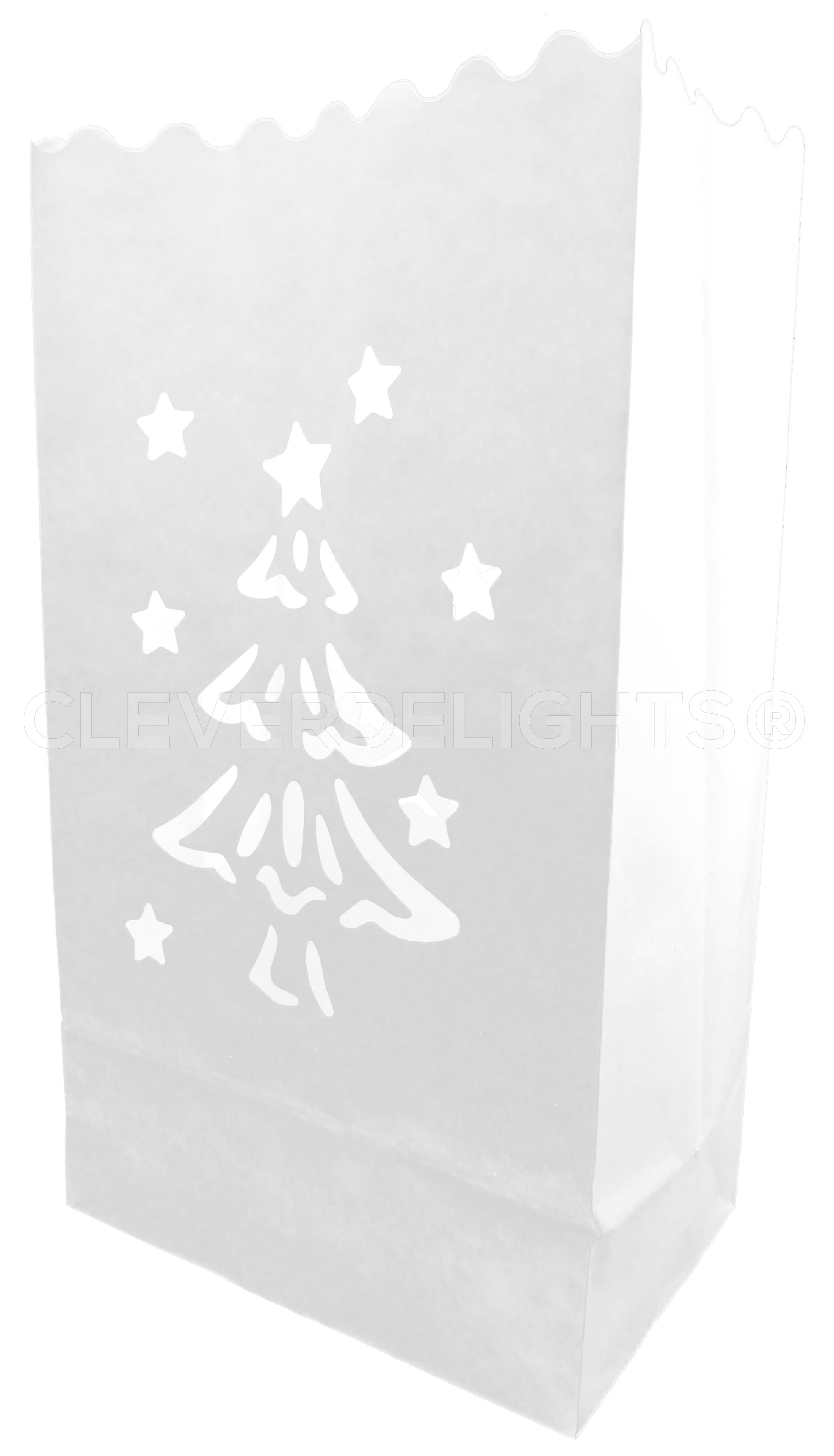 CleverDelights cleverdelights white sunburst luminary bags - 10 count -  wedding party christmas holiday luminaria