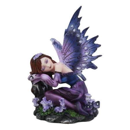 Fairy Status Ebros Sleeping Purple Lavender Girl Fairy Garden Statue 4.5
