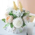 thumbnail image 4 of KIRIFLY 20cm Artificial Silk White Peonies Wedding Bouquet, 4 of 7